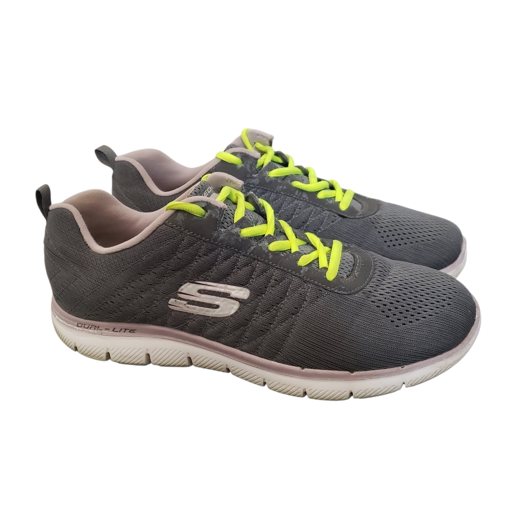 Skechers Womens BREAK FREE Casual Trail Running Gray Pink Shoes Sneakers Sz 10